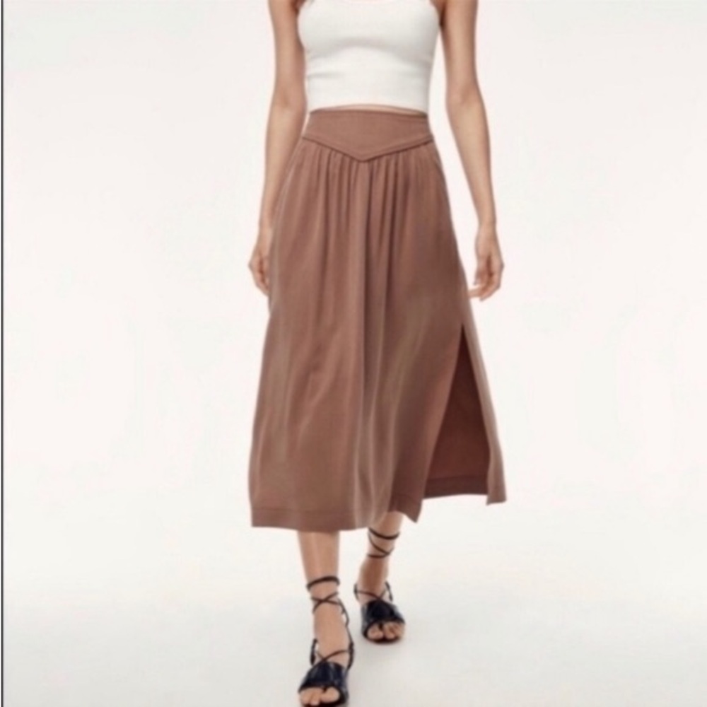 Aritzia Brown Midi Skirt